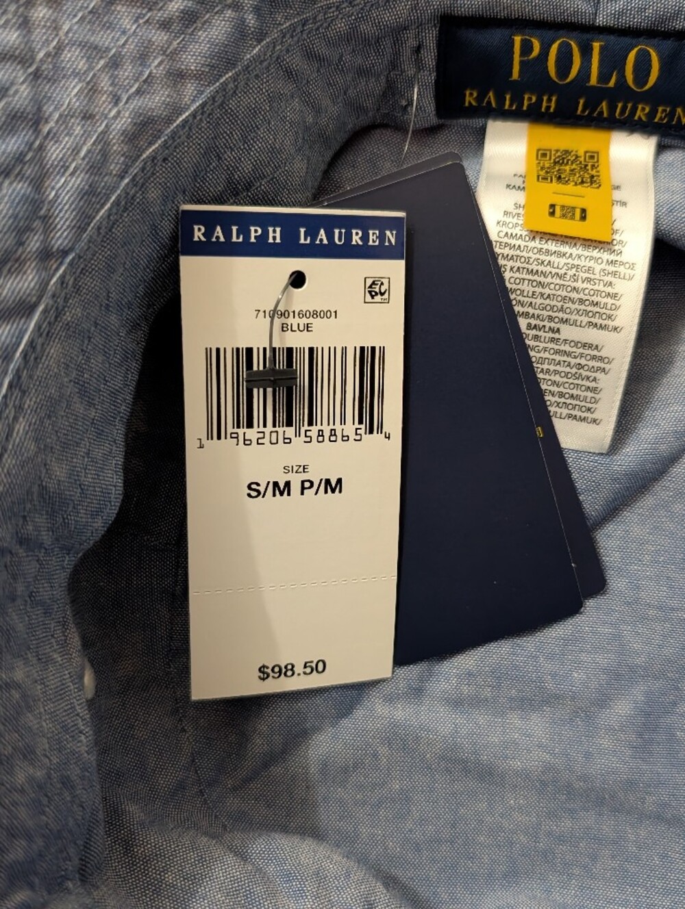 Polo Ralph Lauren Cotton Patchwork Bucket Hat S/M - Picture 6 of 8